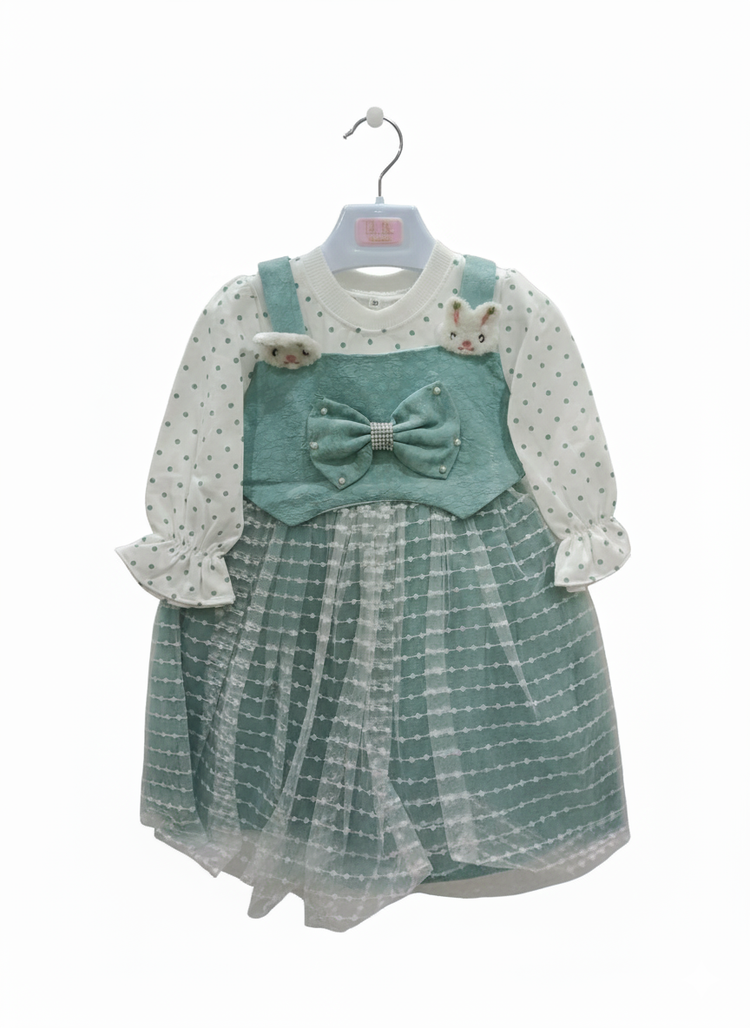 Adorable Teal Green Bunny Dress Set