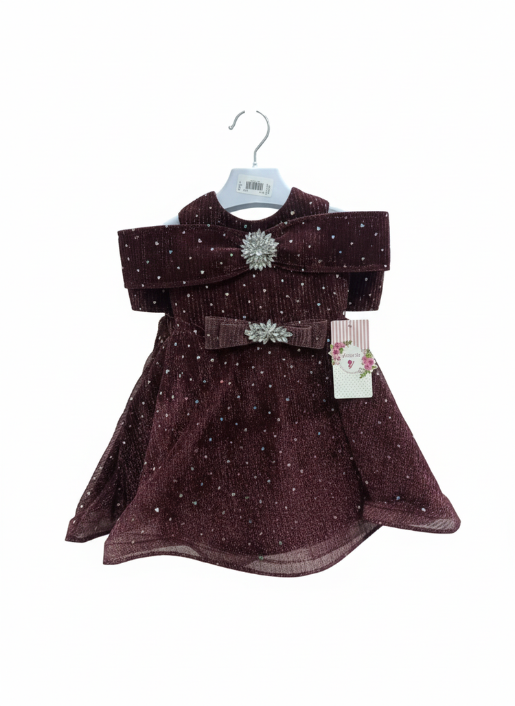 Elegant Sparkling Maroon Baby Party Dress