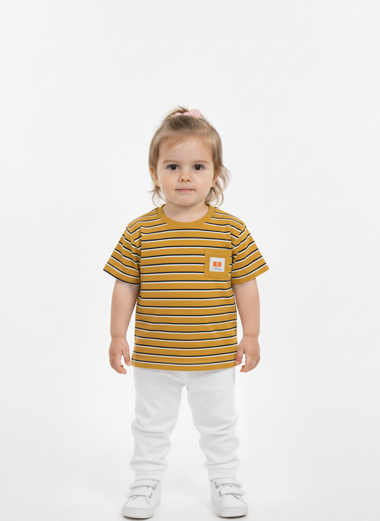 Premium Imported Baby Striped T-Shirt – Mustard Yellow