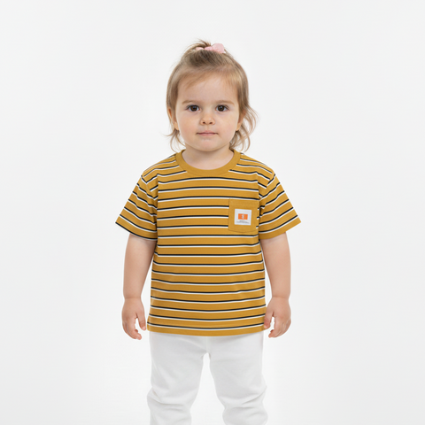 Premium Imported Baby Striped T-Shirt – Mustard Yellow