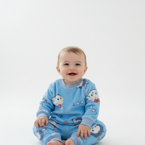 Cute & Playful: Cozy Bunny Snuggle Set - Sky Blue Dreamy Bunny Cloud Fleece Pajamas Little Bunny's Favorite Lounge Set The