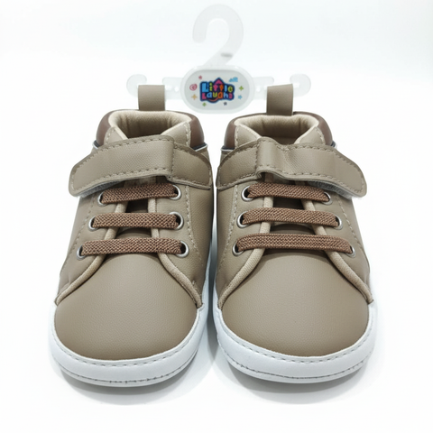 Infant Faux Leather High-Top Booties with Hook-and-Loop Closure (Clear, direct, and includes key features/material), Soft Sole Baby Boy Fashion Sneaker (Identifies material, sole type, and style)