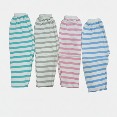 Soft Knit Lounge Pants with Ribbed Waistband , Baby Long Trousers Multi-Color Stripe Set,Infant Cotton Blend Striped Elastic Waist Pants