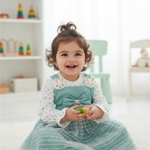 Adorable Teal Green Bunny Dress Set