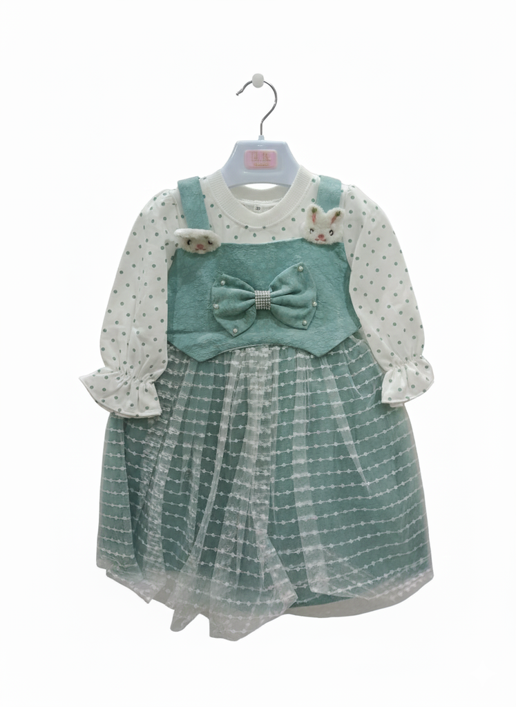 Adorable Teal Green Bunny Dress Set