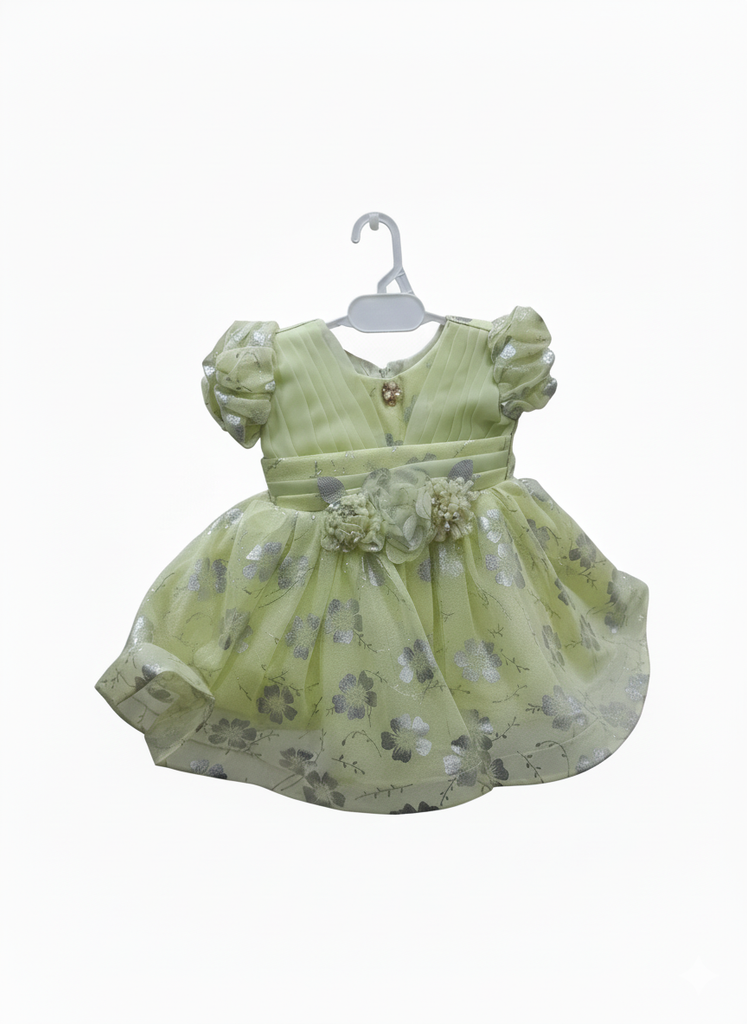 Elegant Light Green Floral Party Dress
