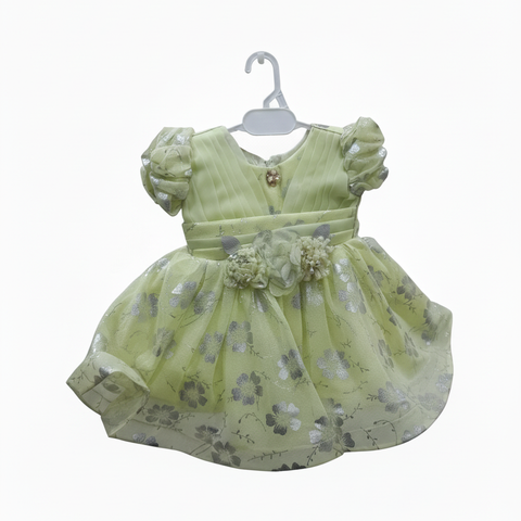 Elegant Light Green Floral Party Dress