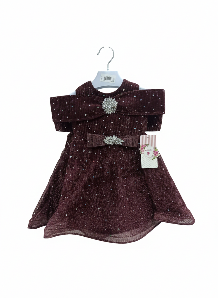 Elegant Sparkling Maroon Baby Party Dress