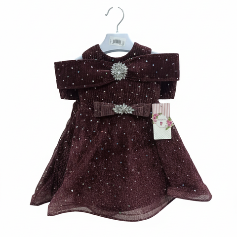 Elegant Sparkling Maroon Baby Party Dress