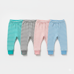 Soft Knit Lounge Pants with Ribbed Waistband , Baby Long Trousers Multi-Color Stripe Set,Infant Cotton Blend Striped Elastic Waist Pants