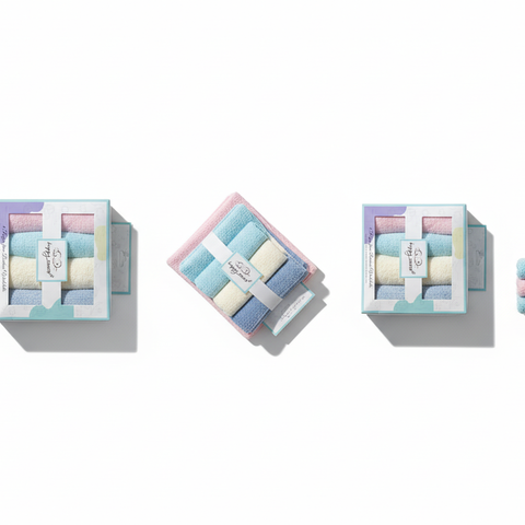 4-Pack Rayon from Bamboo Terry Baby Washcloths (Clear, includes piece count, material, and weave type) , Ultra-Soft Absorbent Newborn Face Cloths Multi-Pack (Focuses on function)