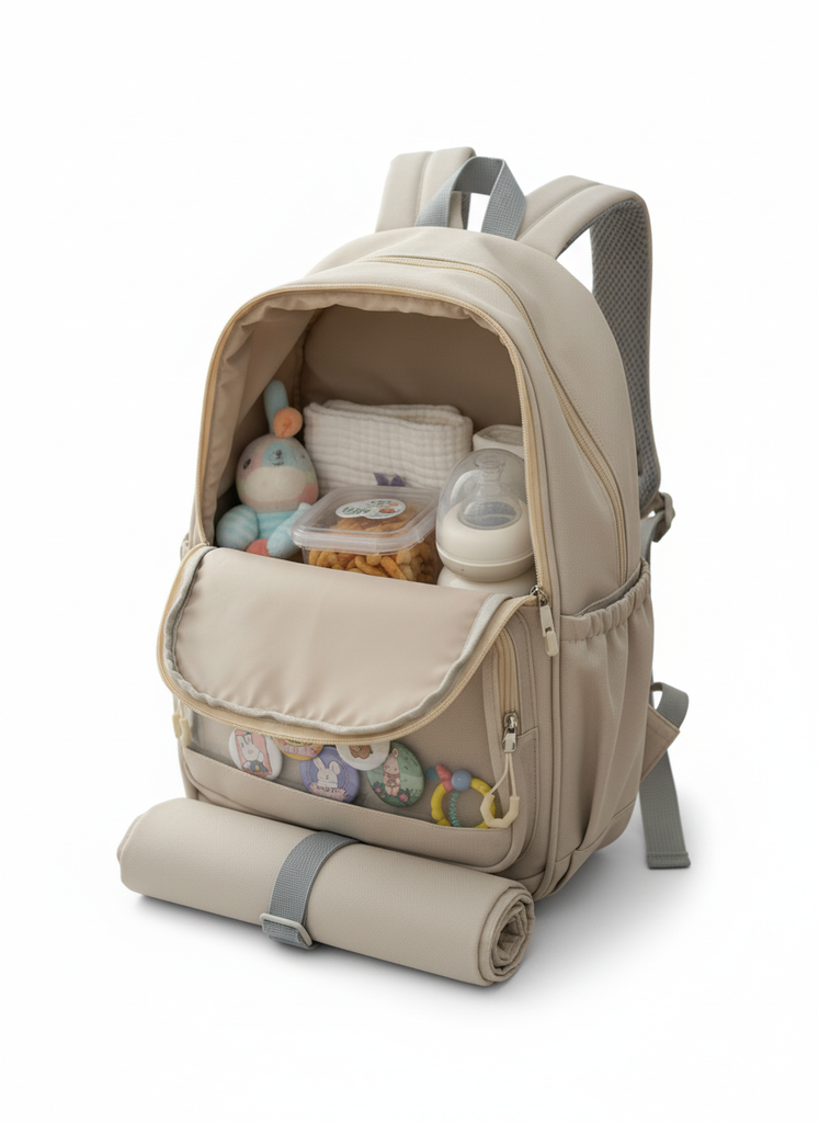 The Multi-Compartment Diaper and Organizer Backpack , Essential Parent Gear Travel Daypack, Functional Baby Organizer Rucksack, Premium and imported