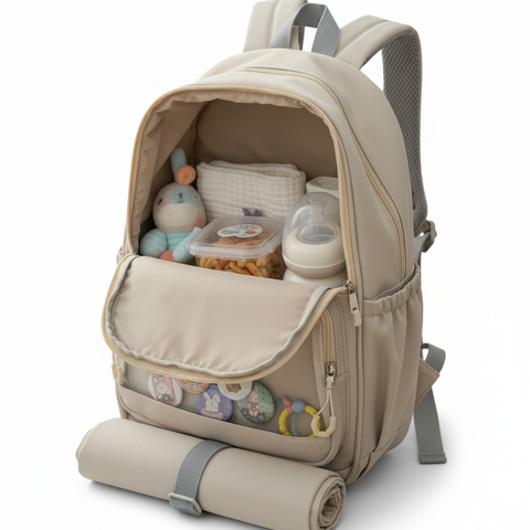The Multi-Compartment Diaper and Organizer Backpack , Essential Parent Gear Travel Daypack, Functional Baby Organizer Rucksack, Premium and imported