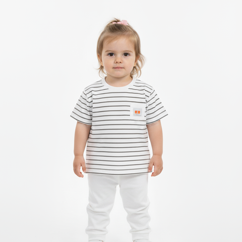 Premium Imported Baby Striped T-Shirt – White & Black
