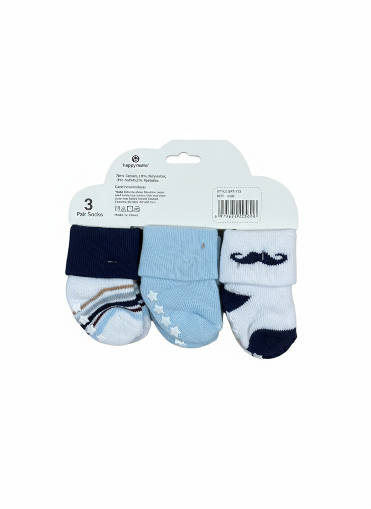 Infant BOY l 3-Pack Non-Slip Cotton Blend Socks