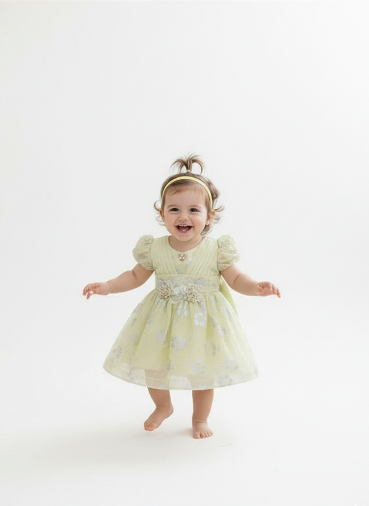 Elegant Light Green Floral Party Dress