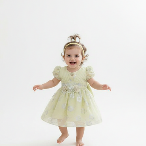 Elegant Light Green Floral Party Dress