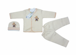 Newborn 3-Piece Striped Kimono Shirt, Pants, and Hat Set (Clear, includes piece count, style, and items)