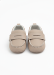Infant Soft Sole Moccasin-Style Crib Shoes (Clear and highlights the specific look) Baby Hook-and-Loop Closure Loafer Booties