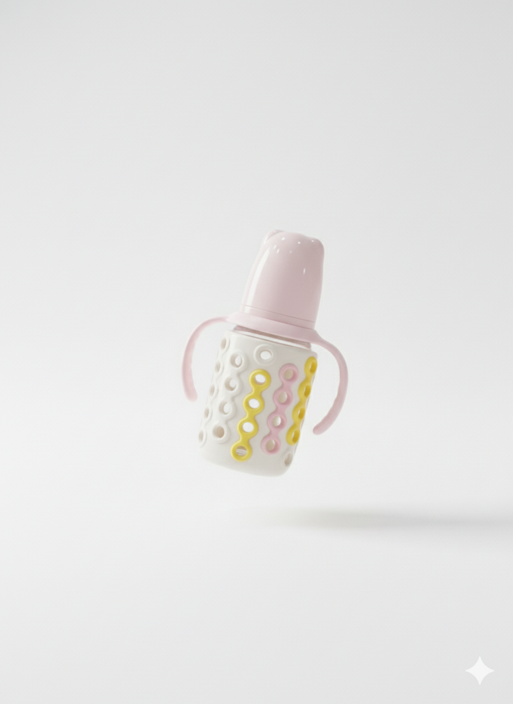 Infant Training Bottle with Non-Slip Textured Sleeve and Handles , Baby Anti-Colic Bottle with Easy-Hold Handles 120ml