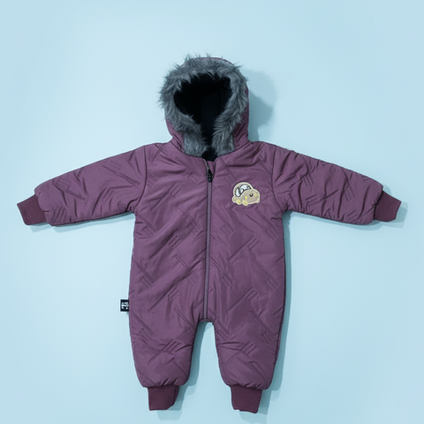 Warm Fur-Hooded Winter Romper Jacket for Baby Girls & Boys, Fur Hood Snowsuit, Cozy Winter Pramsuit , Baby Padded Jumpsuit , Long-Sleeve Thermal Jumpsuit Outerwear , Premium and imported quality