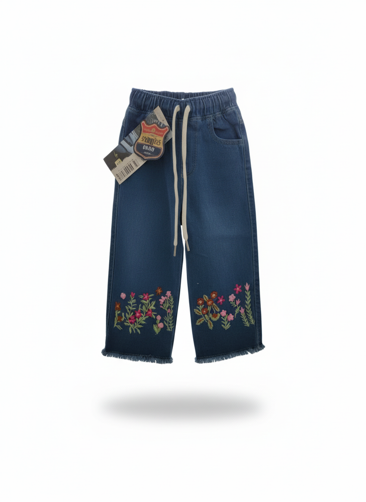 Adorable Blue Embroidered Jeans