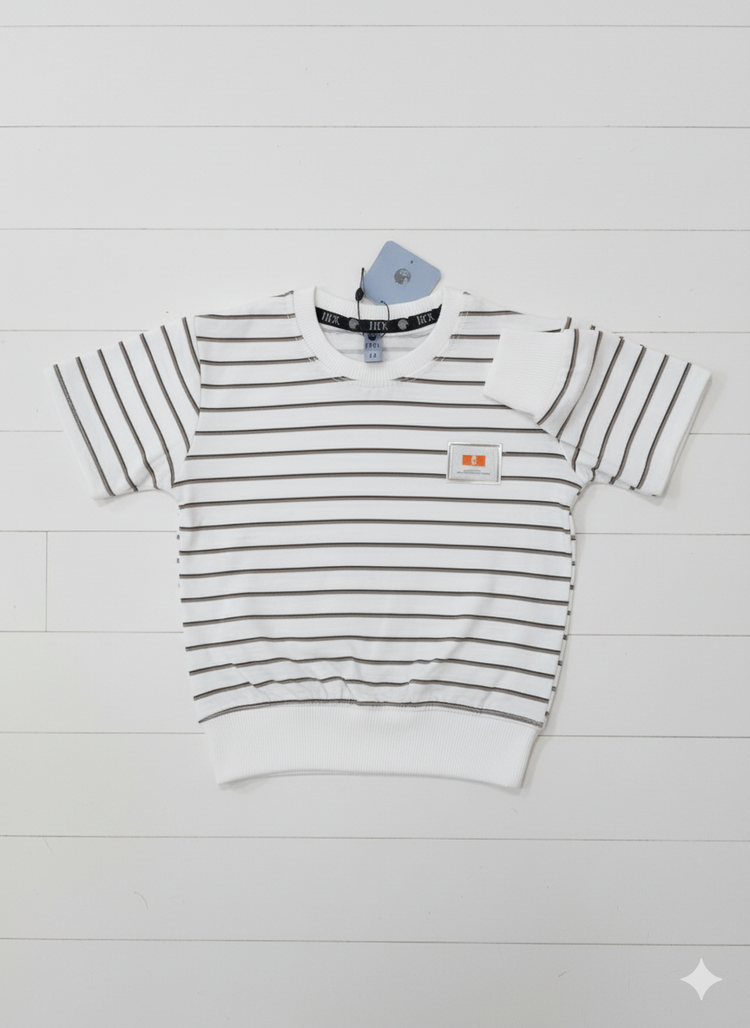 Premium Imported Baby Striped T-Shirt – White & Black