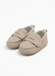 Infant Soft Sole Moccasin-Style Crib Shoes (Clear and highlights the specific look) Baby Hook-and-Loop Closure Loafer Booties