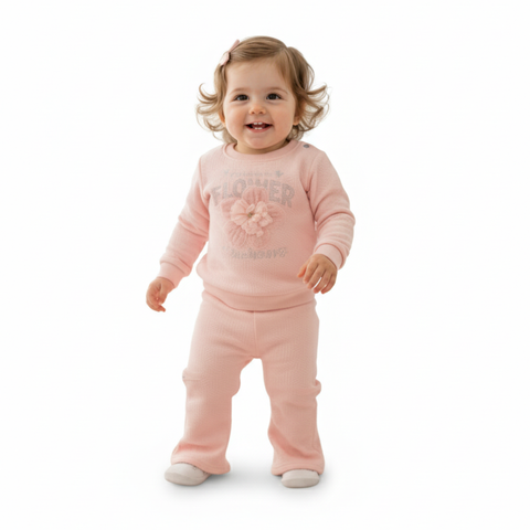 Pink Pearl Star Set, Cozy Ruffle Two-Piece, Sweetheart Pink Set