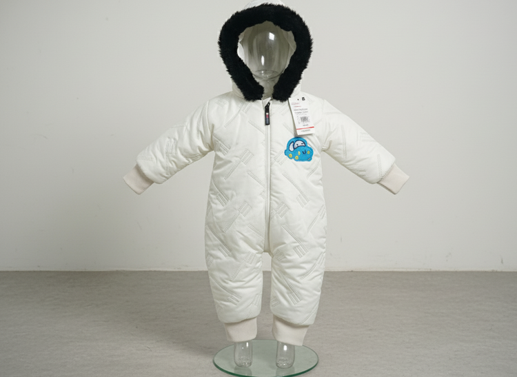 Warm Fur-Hooded Winter Romper Jacket for Baby Girls & Boys, Fur Hood Snowsuit, Cozy Winter Pramsuit , Baby Padded Jumpsuit , Long-Sleeve Thermal Jumpsuit Outerwear , Premium and imported quality