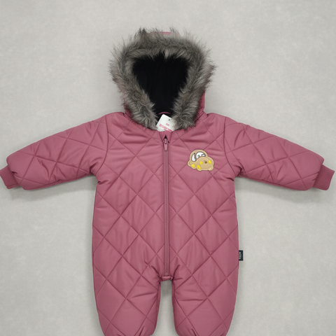 Warm Fur-Hooded Winter Romper Jacket for Baby Girls & Boys, Fur Hood Snowsuit, Cozy Winter Pramsuit , Baby Padded Jumpsuit , Long-Sleeve Thermal Jumpsuit Outerwear , Premium and imported quality
