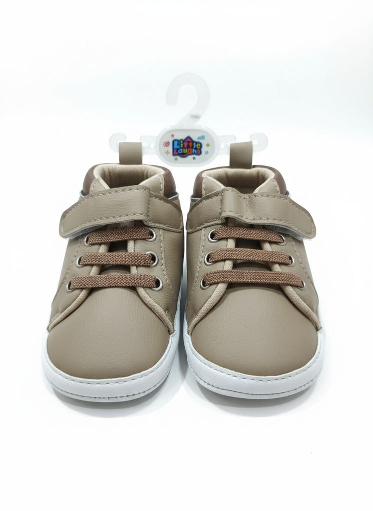 Infant Faux Leather High-Top Booties with Hook-and-Loop Closure (Clear, direct, and includes key features/material), Soft Sole Baby Boy Fashion Sneaker (Identifies material, sole type, and style)