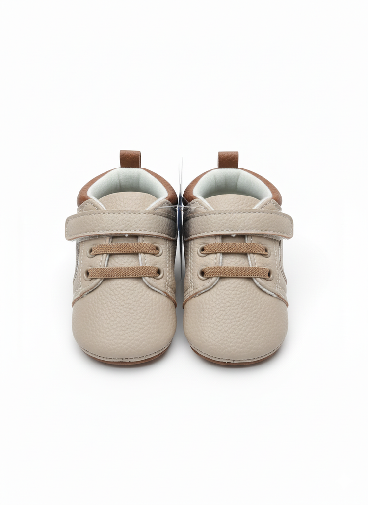 Infant Soft Sole Faux Leather Booties with Strap Closure (Clear, direct, and includes key material and features), Baby Boy Hook-and-Loop Closure Sneaker Shoes