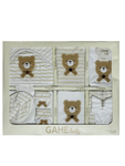 Newborn 12 Piece Teddy Bear Print Striped Gift Set , Unisex Infant Cotton Layette Set in Gift Box,New Baby Shower Gift Set with Bear Appliqué