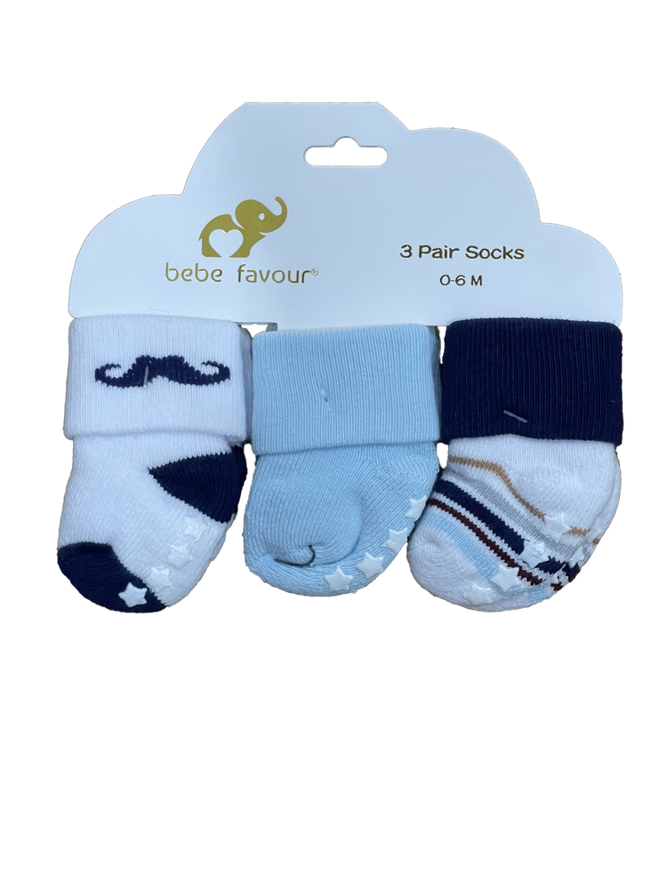 Infant BOY l 3-Pack Non-Slip Cotton Blend Socks