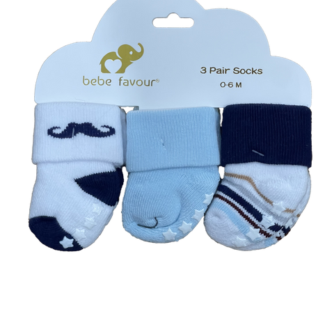 Infant BOY l 3-Pack Non-Slip Cotton Blend Socks