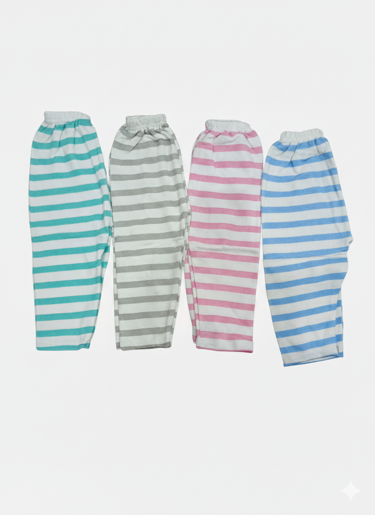 Soft Knit Lounge Pants with Ribbed Waistband , Baby Long Trousers Multi-Color Stripe Set,Infant Cotton Blend Striped Elastic Waist Pants
