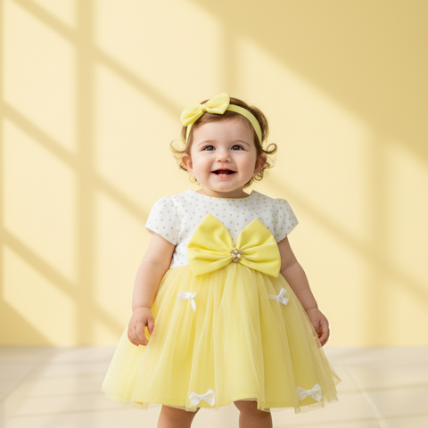 Elegant & Boutique-Style:  The Sunshine Welcome Box: 4-Piece Baby Girl Gift Set  The Buttercup Bow Complete Outfit Box  Little Princess Luxury Welcome Set